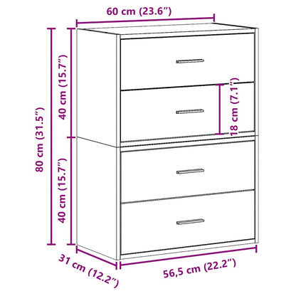 Cabinets with 2 Drawers 2 pcs Artisan Oak 60x31x40 cm Engineered Wood