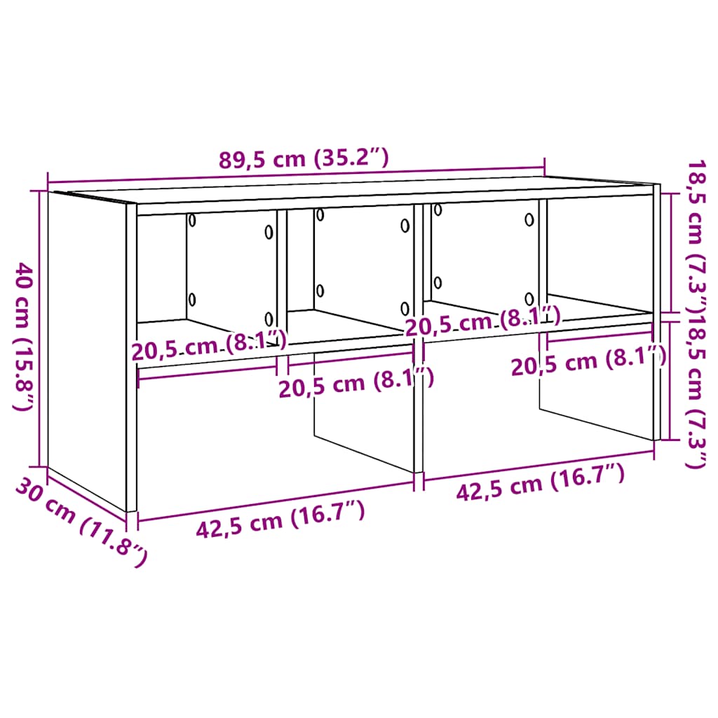 Shoe Rack Stackable Concrete Grey 89.5x30x40 cm