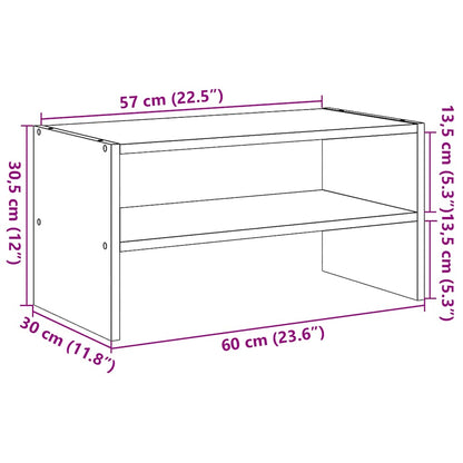 Shoe Rack Stackable Smoked Oak 60x30x30.5 cm