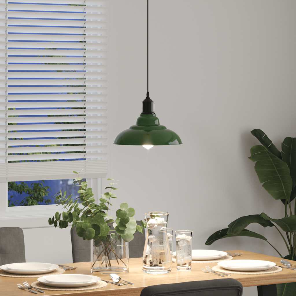 Pendant Lamp Height Adjustable E27 Gloss Green Ø 31 cm Metal