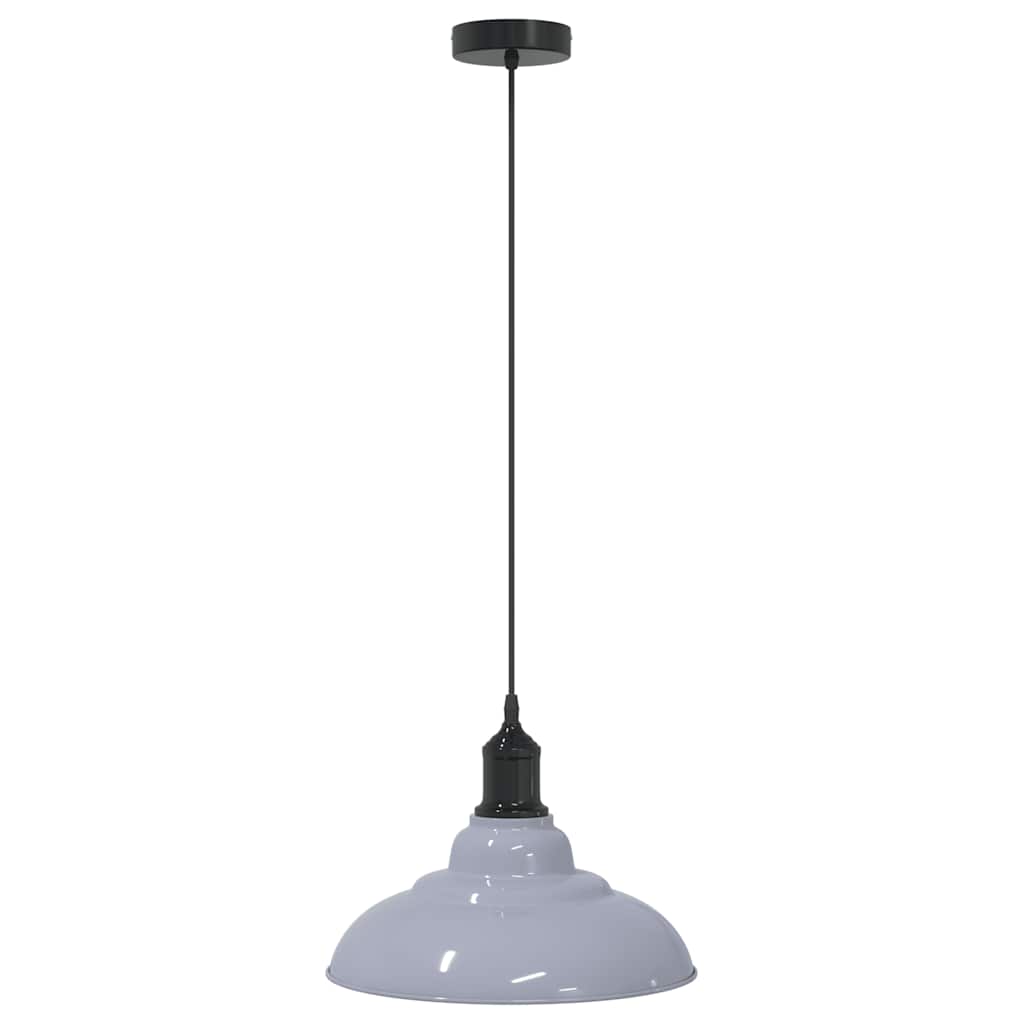 Pendant Lamp Height Adjustable E27 Gloss Grey Ø 31 cm Metal