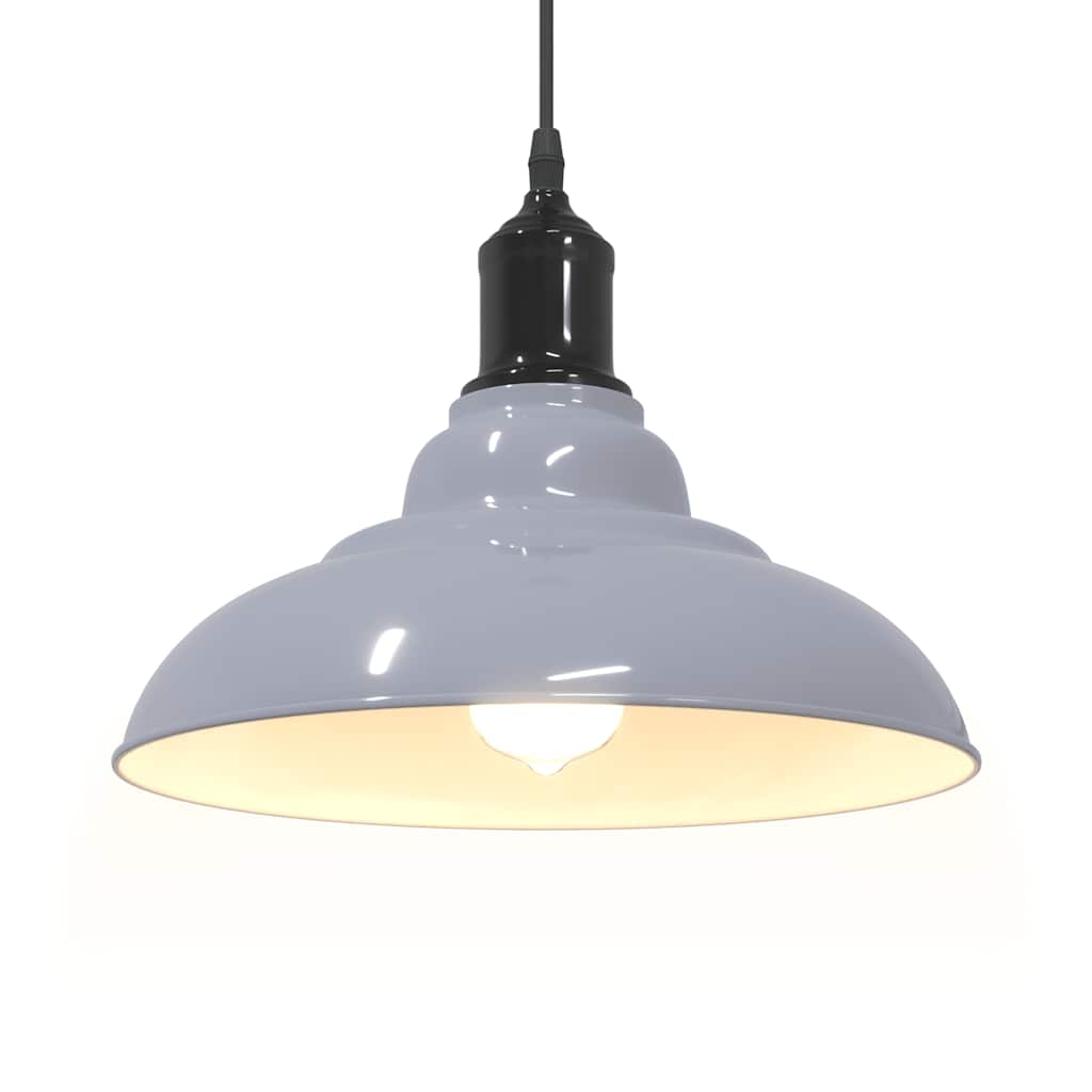 Pendant Lamp Height Adjustable E27 Gloss Grey Ø 31 cm Metal
