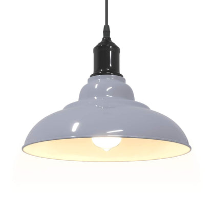 Pendant Lamp Height Adjustable E27 Gloss Grey Ø 31 cm Metal