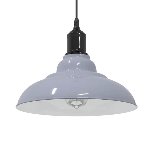 Pendant Lamp Height Adjustable E27 Gloss Grey Ø 31 cm Metal