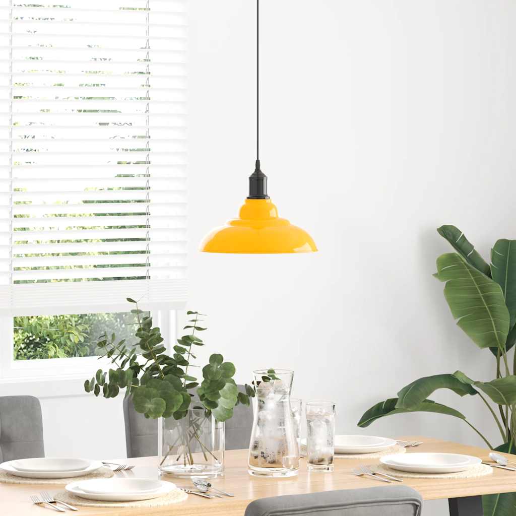 Pendant Lamp Height Adjustable E27 Gloss Yellow Ø 31 cm Metal