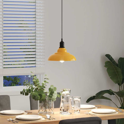 Pendant Lamp Height Adjustable E27 Gloss Yellow Ø 31 cm Metal