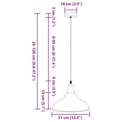 Pendant Lamp Height Adjustable E27 Gloss Orange Ø 31 cm Metal