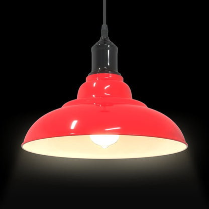 Pendant Lamp Height Adjustable E27 Gloss Red Ø 31 cm Metal