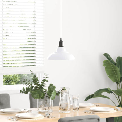 Pendant Lamp Height Adjustable E27 Gloss White Ø 31 cm Metal
