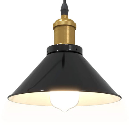 Pendant Lamp Height Adjustable E27 Gloss Black Ø 22 cm Metal