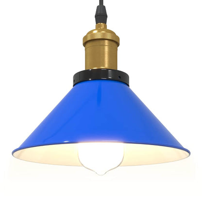 Pendant Lamp Height Adjustable E27 Gloss Dark Blue Ø 22 cm Metal