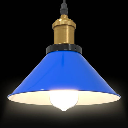 Pendant Lamp Height Adjustable E27 Gloss Dark Blue Ø 22 cm Metal
