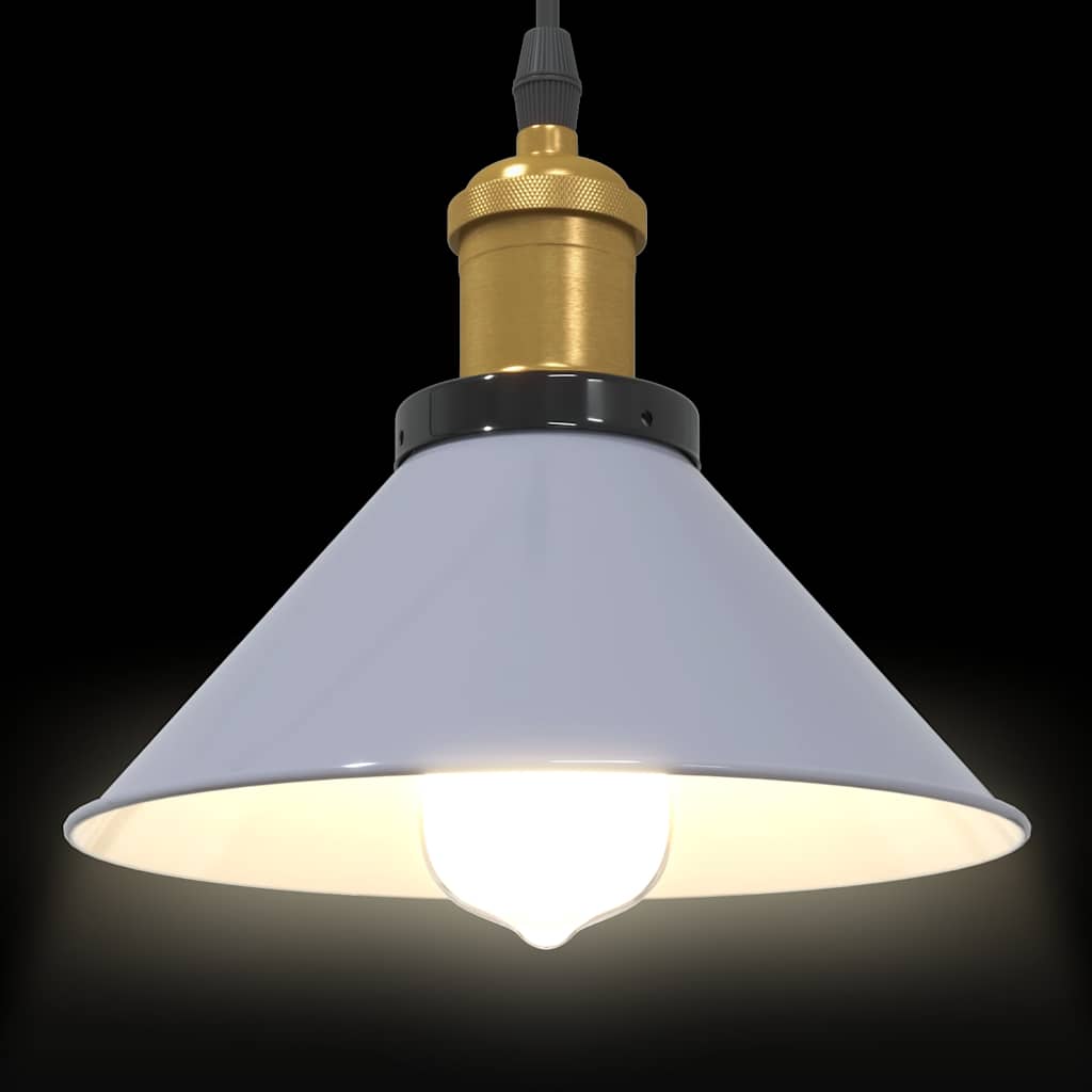 Pendant Lamp Height Adjustable E27 Gloss Grey Ø 22 cm Metal