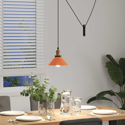 Pendant Lamp Height Adjustable E27 Gloss Orange Ø 22 cm Metal