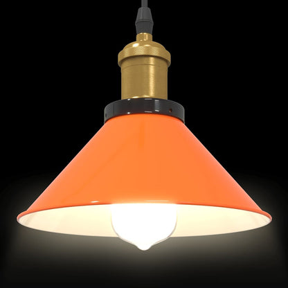 Pendant Lamp Height Adjustable E27 Gloss Orange Ø 22 cm Metal