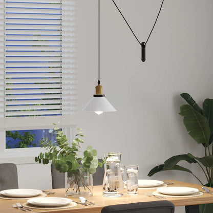 Pendant Lamp Height Adjustable E27 Gloss White Ø 22 cm Metal