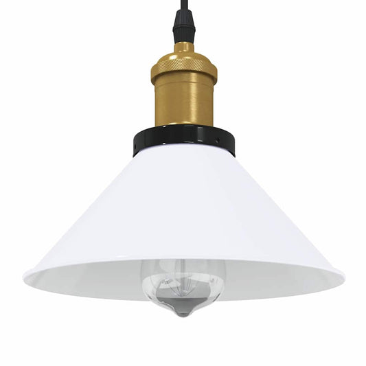 Pendant Lamp Height Adjustable E27 Gloss White Ø 22 cm Metal