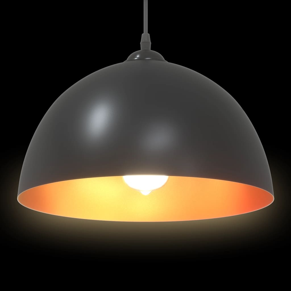 Pendant Lamps 2 pcs Height Adjustable E27 Black Ø 30 cm Metal