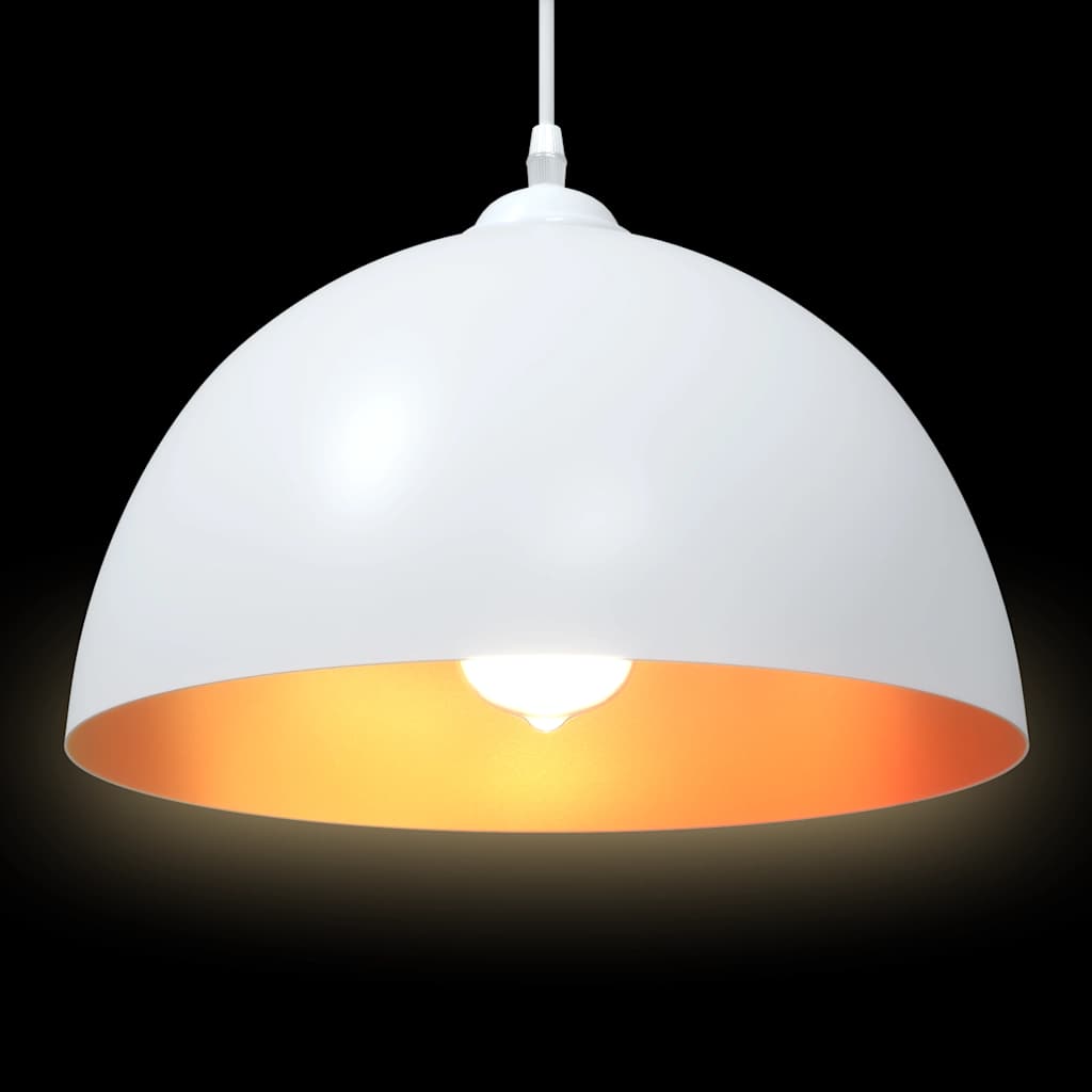 Pendant Lamps 2 pcs Height Adjustable E27 White Ø 30 cm Metal