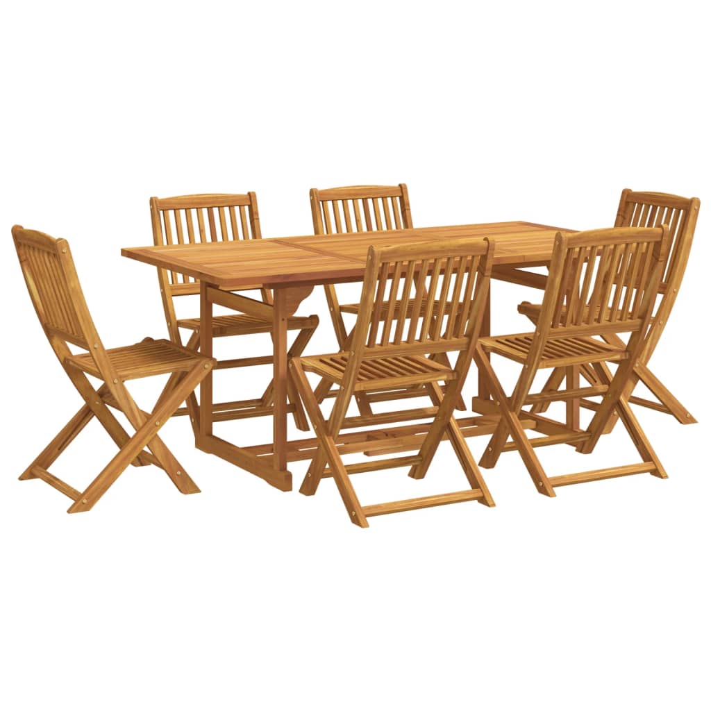 7 Piece Garden Dining Set 180x90x75 cm Solid Wood Acacia
