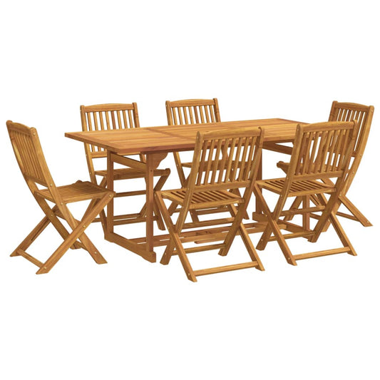 7 Piece Garden Dining Set 180x90x75 cm Solid Wood Acacia