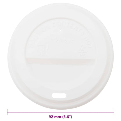 Paper Coffee Cup Lids Ø90 mm 12oz and 16oz 1000 pcs White Plastic