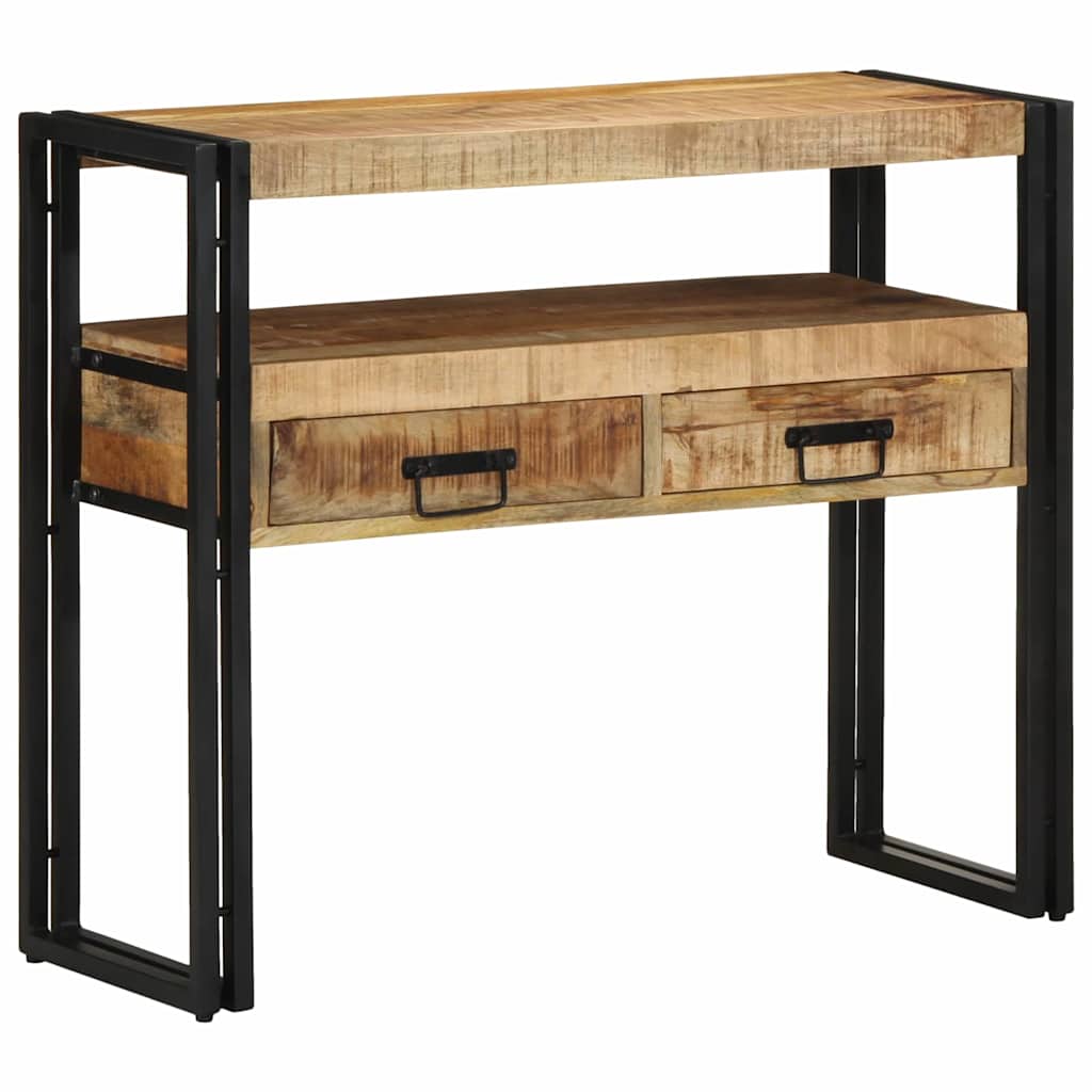 Console Table with Shelf Brown 90 x 33 x 75 cm Solid Mango Wood