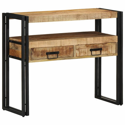 Console Table with Shelf Brown 90 x 33 x 75 cm Solid Mango Wood