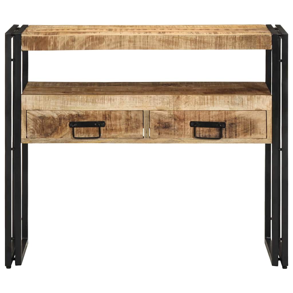 Console Table with Shelf Brown 90 x 33 x 75 cm Solid Mango Wood