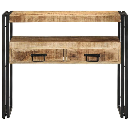Console Table with Shelf Brown 90 x 33 x 75 cm Solid Mango Wood