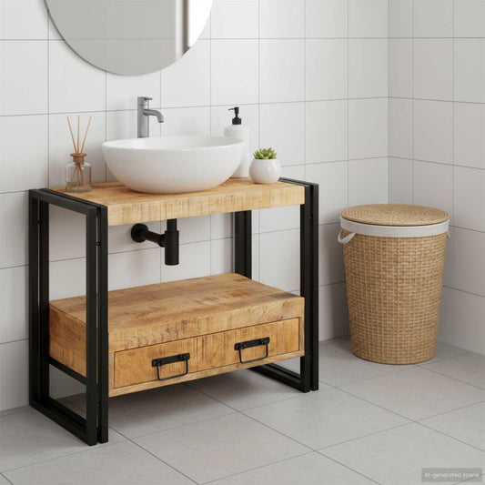 Vanity Cabinet Brown 71 x 33 x 58 cm Solid Mango Wood