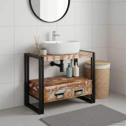 Vanity Cabinet Multicolour 71 x 33 x 58 cm Solid Reclaim Wood