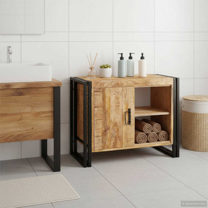 Sink cabinet with Shelf Brown 71 x 33 x 58 cm Solid Mango Wood