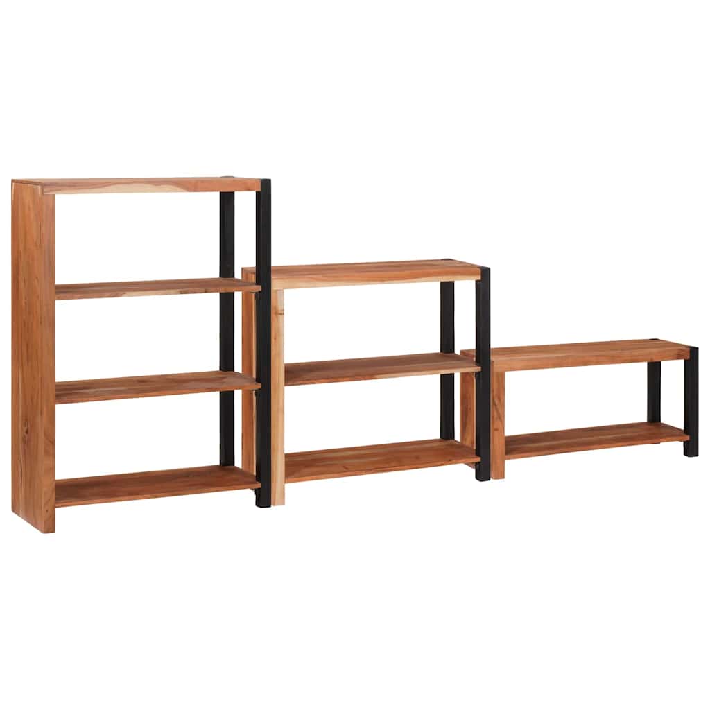 Bookshelf 3 pcs Brown 80 x 30 x 110 cm Solid Acacia Wood