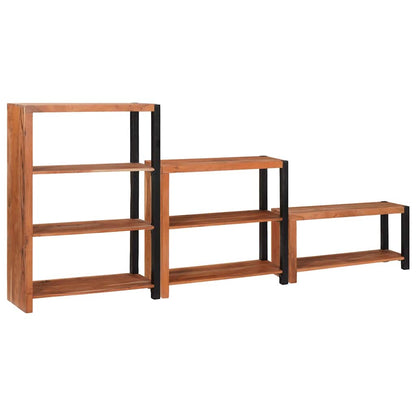 Bookshelf 3 pcs Brown 80 x 30 x 110 cm Solid Acacia Wood