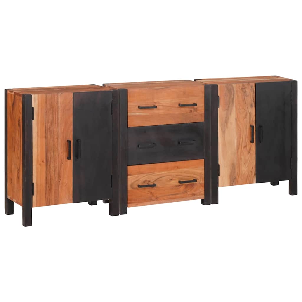 Sideboard 3 pcs Brown 55 x 30 x 75 cm Solid Acacia Wood
