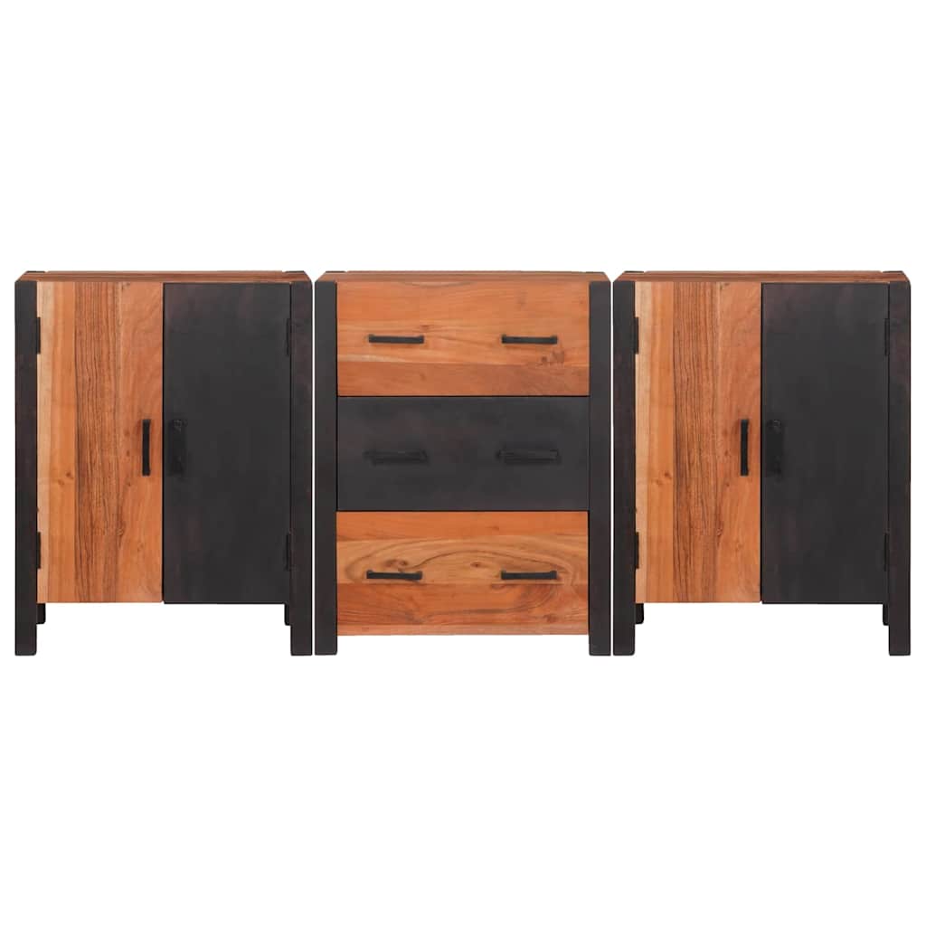 Sideboard 3 pcs Brown 55 x 30 x 75 cm Solid Acacia Wood