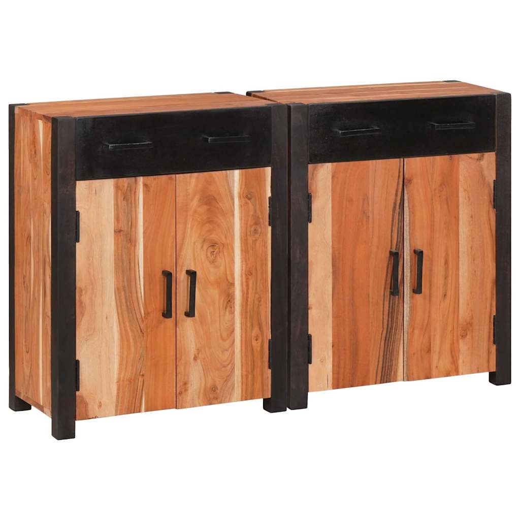 Sideboard 2 pcs Brown 110 x 30 x 75 cm Solid Acacia Wood