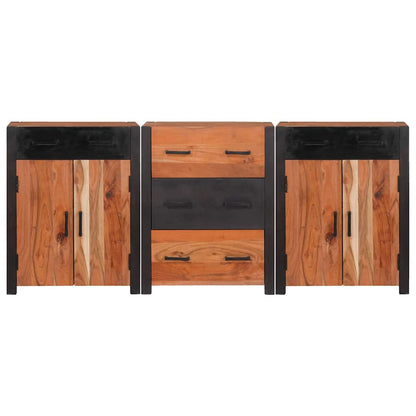 Sideboard 3 pcs Brown 165 x 30 x 75 cm Solid Acacia Wood