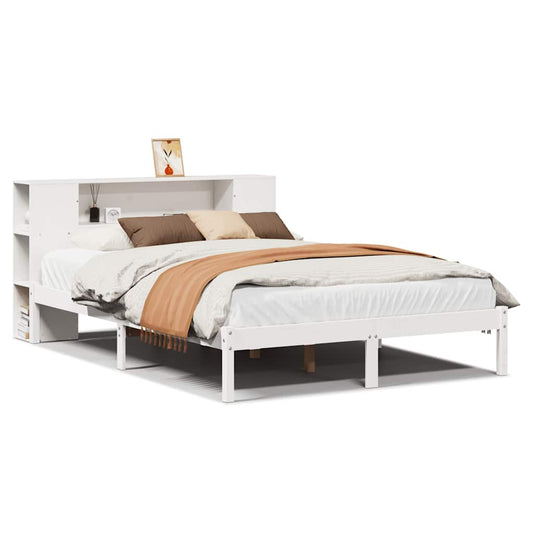 Bookcase Bed without Mattress White 140x200 cm Solid Wood Pine