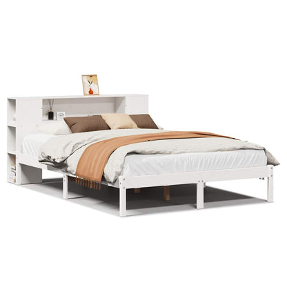 Bookcase Bed without Mattress White 160x200 cm Solid Wood Pine
