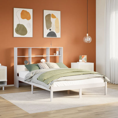 Bookcase Bed without Mattress White 160x200 cm Solid Wood Pine