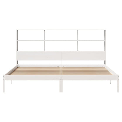 Bookcase Bed without Mattress White 180x200 cm Super King Solid Wood Pine