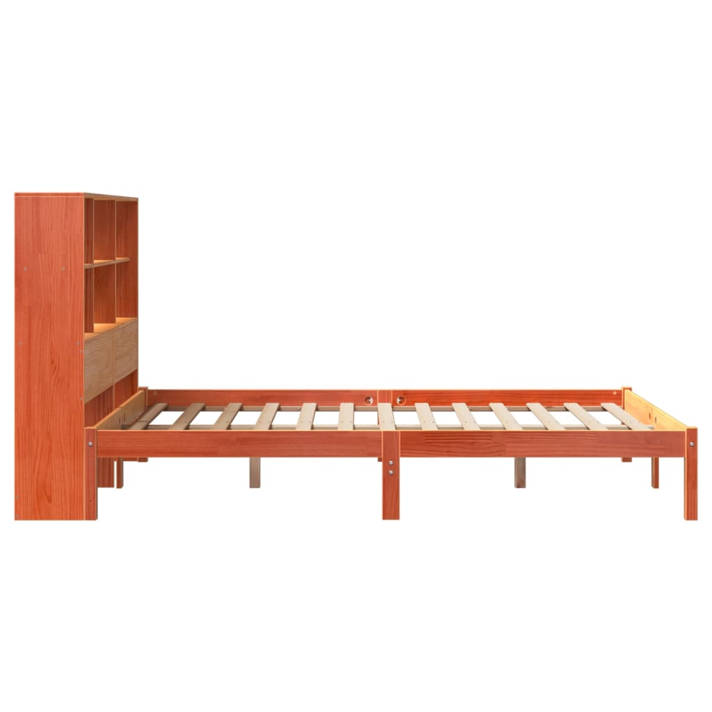 Bookcase Bed without Mattress Wax Brown 140x190 cm Solid Wood Pine