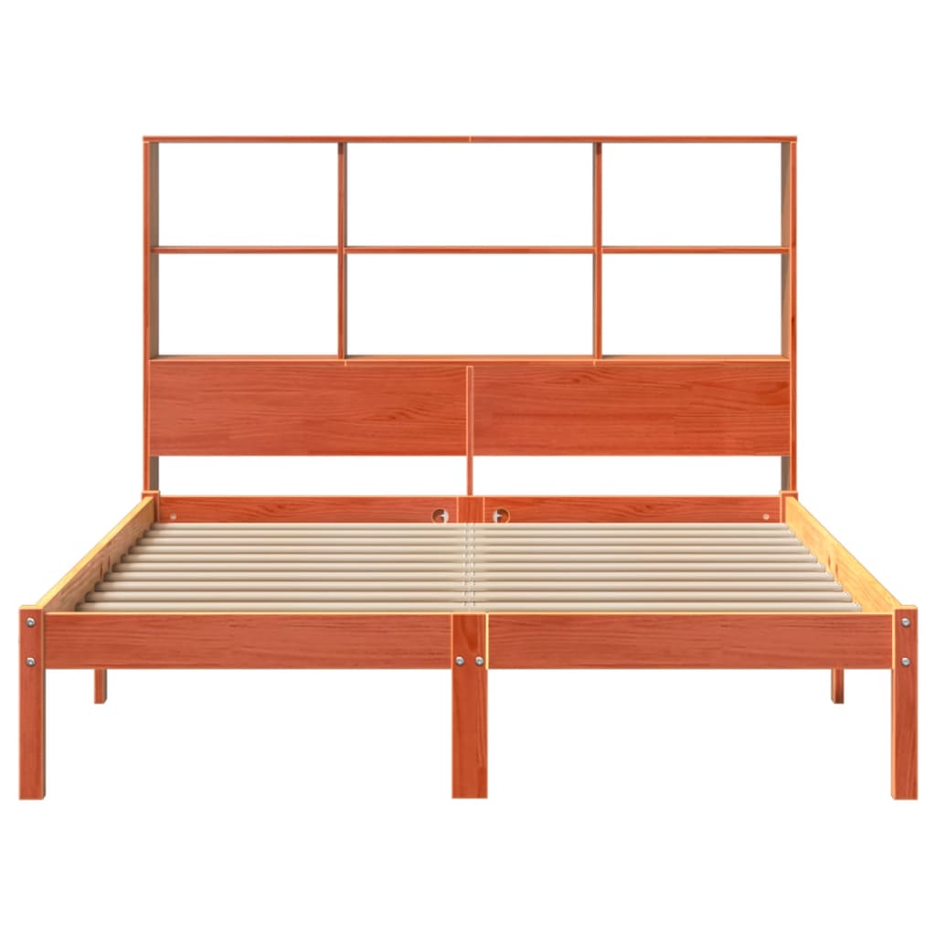 Bookcase Bed without Mattress Wax Brown 140x200 cm Solid Wood Pine