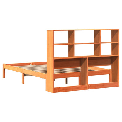 Bookcase Bed without Mattress Wax Brown 150x200 cm King Size Solid Wood Pine
