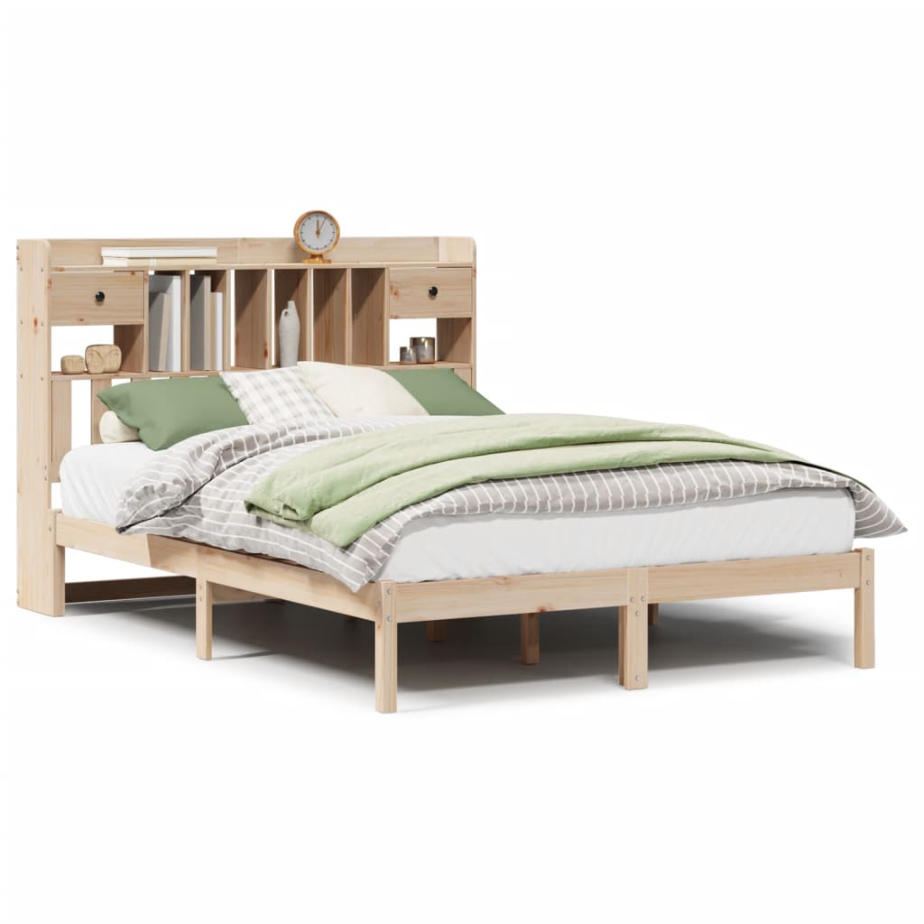 Bookcase Bed without Mattress 140x200 cm Solid Wood Pine