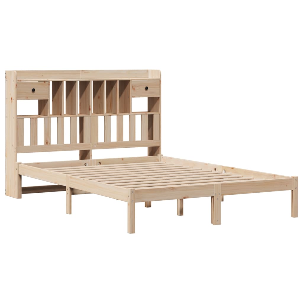 Bookcase Bed without Mattress 140x200 cm Solid Wood Pine