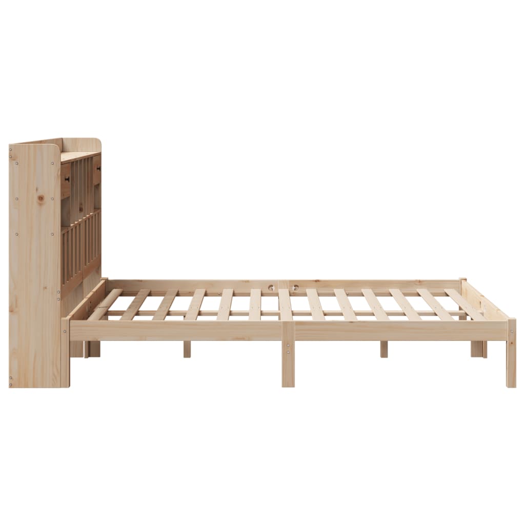 Bookcase Bed without Mattress 140x200 cm Solid Wood Pine