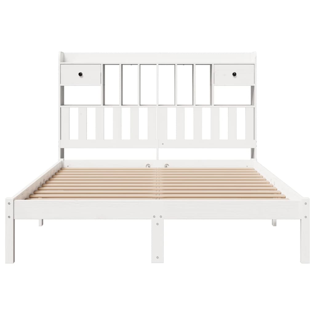 Bookcase Bed without Mattress White 140x200 cm Solid Wood Pine